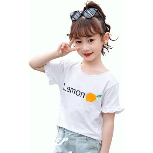 Childrens T-shirt Letter Pattern Girls Summer T Shirts Casual Style Kids Tshirt Teenage Childrens Clothing 6 8 10 12 14