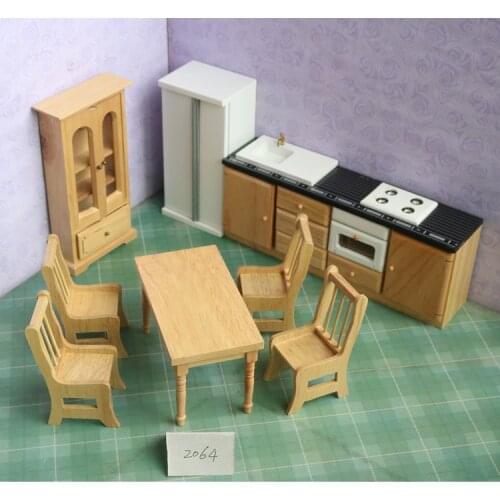 G07-X033 children baby gift Toy 1:12 Dollhouse mini Furniture Miniature rement Doll accessories kitchen kits refrigerator 8pcs