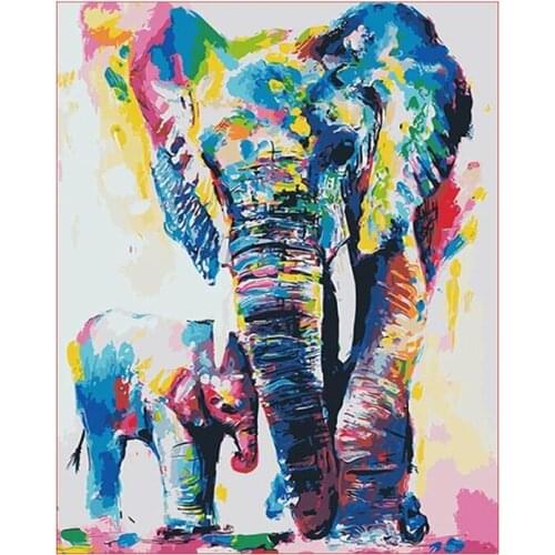 GATYZTORY DIY HandPainted Oil Painting Painting By Numbers Adult Child Zero Basis Elephant Picture Colouring Home Decor Gift