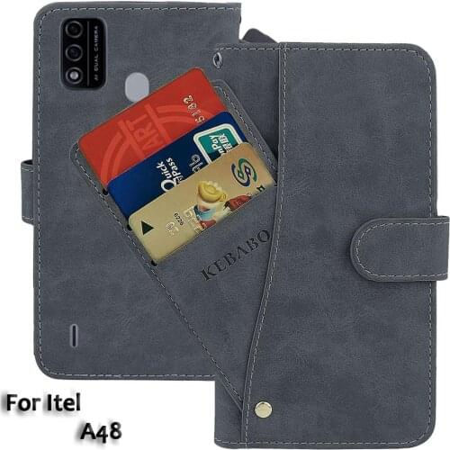 Leather Wallet Itel A48 Case 6.1" Flip Fashion Luxury Front Card Slots Cases Cover Business Magnetic Phone Bags