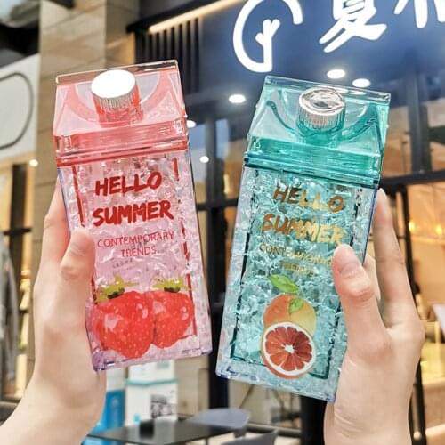 Creative crushed ice water bottle with straw popular flask Couple water bottle gift cup Fruit kettle