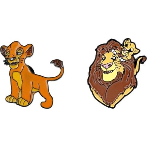 Disney Creative Cartoon Animation Lion King Brooch Cute Little Simba Metal Badge Lapel Clothes Pin Bag Accessories