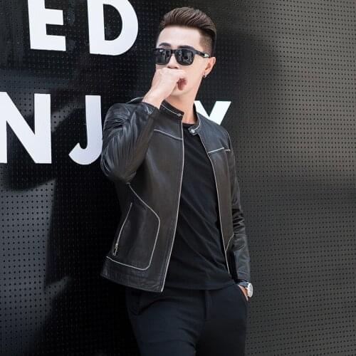 Genuine Leather Jacket Men Spring Autumn Real Goatskin Coat Mens Motorcycle Jacket Chaqueta Cuero Hombre 1YW1720B YY440