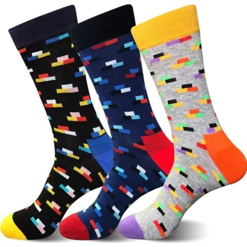 2020 New Products Men And Women One Size Trend Casual Wild Geometric Pattern Interesting High Tube Cotton Mens Socks
