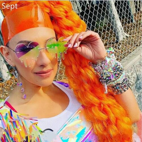 2021 Dripping Heart Sunglasses Women Men Fashion Luxury Party Sun Glasses Female Big Metal Punk Rimless Shades glasses Wholesal