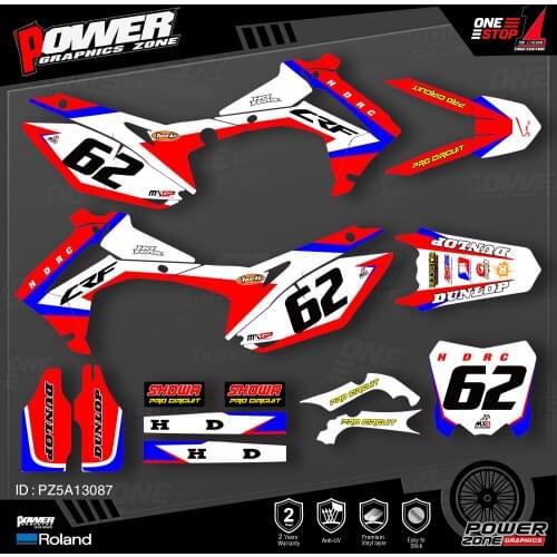 PowerZone Custom Team Graphics Backgrounds Decals 3M Stickers Kit For HONDA 2014-2017 CRF250R 2013-2016 CRF450R 087