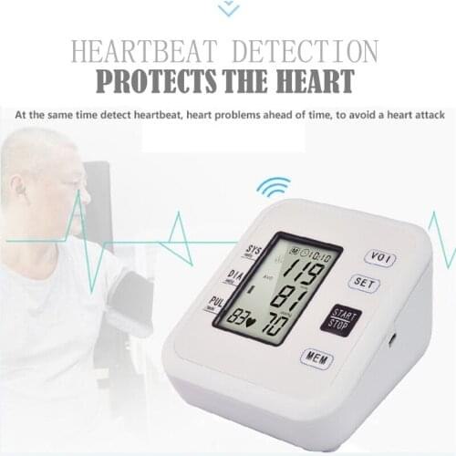 Sphygmometer LCD Digital Upper Arm Blood Pressure Monitor Portable Tonometer Arm Cuff Heart Beat Meter Health Care Machine