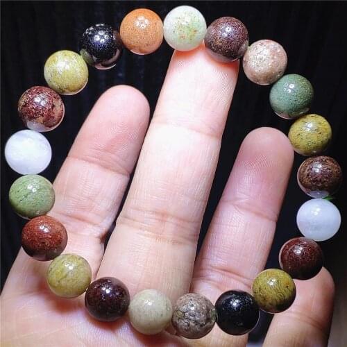 Natural Colorful Phantom Crystal Round Beads Bracelet 8mm Crystal Garden Snow Phantom Women Men AAAAA