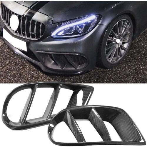For C43 AMG Carbon Fiber Front Bumper Air Vent Outlet Cover Trim Mesh Grill for Mercedes C Class W205 C43 AMG C250 C200 15-19