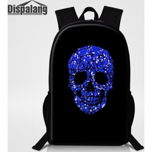 Dispalang Men Women Backpack Stone Skull Print Students School Bags For Teenager Boy Girls Kids Casual Travel Shoulder Bag