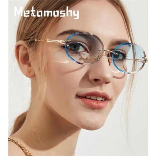 New Rimless Oval Women Sunglasses 2019 Men Gradient Transparent Sun Glasses Retro High Quality Eyeglasses Fashion Trendy UV400