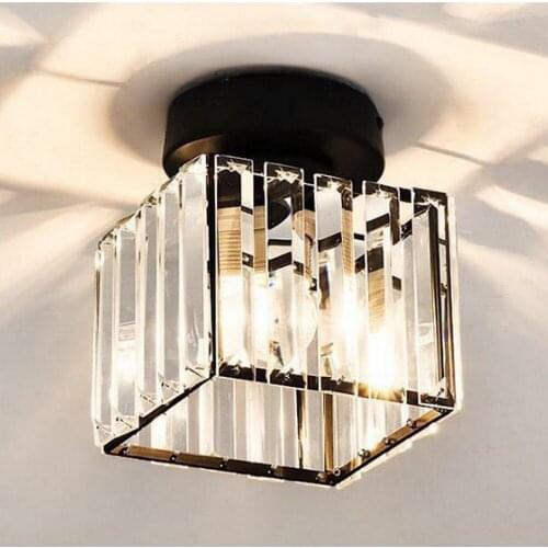 New Modern Crystal Ceiling Lighting Fixture Round Square Surface Mounted Crystal Ceiling Lamp For Corridor Bedroom Entrance Hall