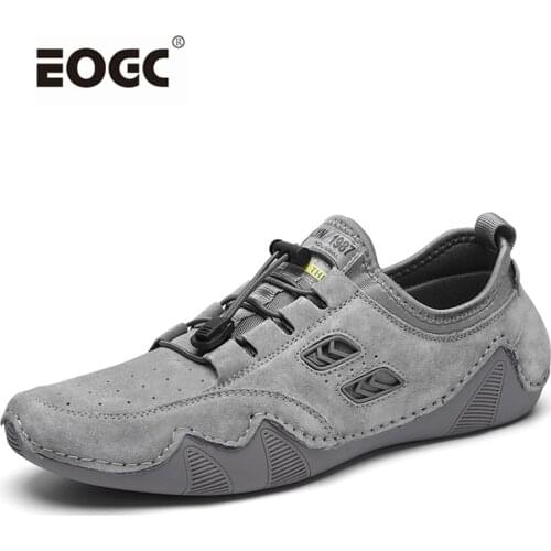 Comfortable Men Shoes Soft Genuine Leather Fashion Flat Shoes High Quality Casual Rubber Round Sole Shoes Men