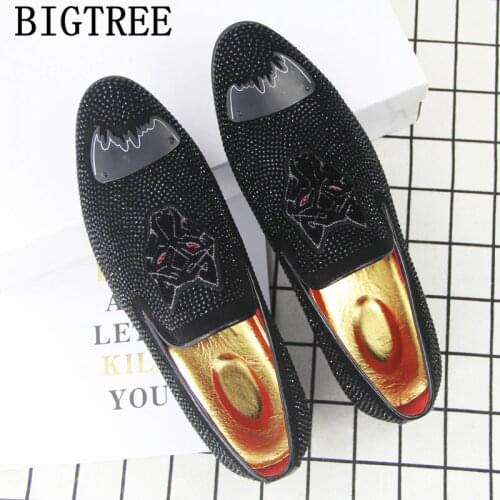 Wedding Shoes Men Fashion Rhinestone Loafers Mens Dress Shoes Party Shoes For Men Scarpe Uomo Eleganti Sapato Social Masculino