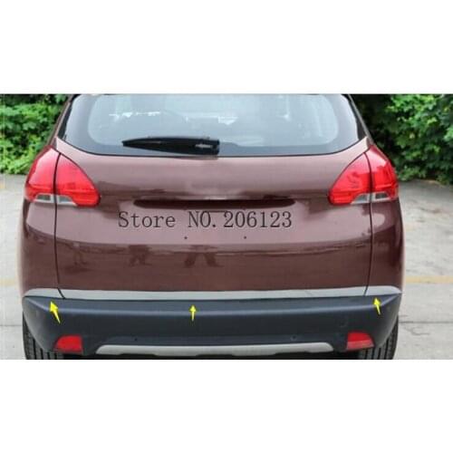3pcs High quality Car rear truck box Stainless steel Exterior parts trim for Peugeot 2008 accessoreis 2014 2015 2016 2017