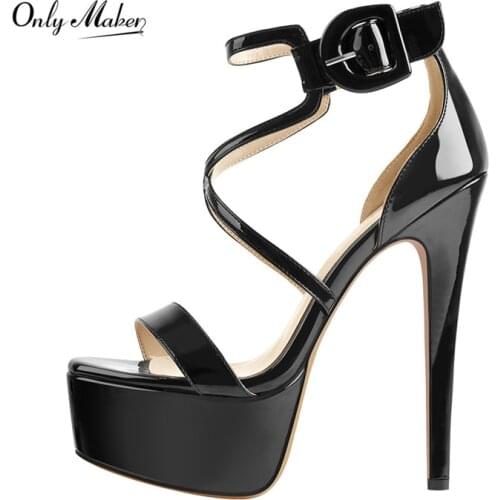 Onlymaker 2020 Womens Gold Platform Sandals Ankle Strap High Heel Large Big Size 5-15
