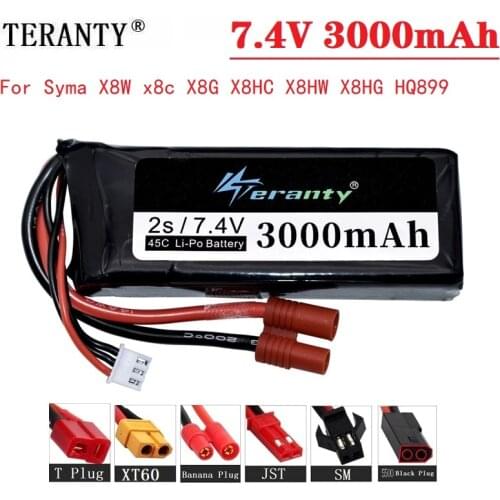1Pcs X8W x8c X8G X8HC X8HW X8HG HQ899 Battery 7.4 V 3000mAh Lipo Battery For RC Quadcopter Spare Parts PK 7.4V 2700mah Battery