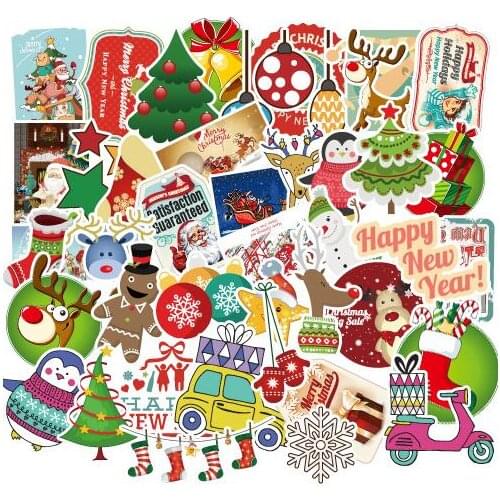100pcs/lot Waterproof Kawaii Christmas Stickers Cute Decorative DIY Craft Scrapbooking Christmas Day Sticker Kids Gift