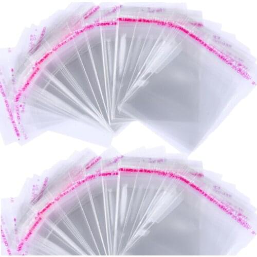 100 pieces of 8cmx12cm self-adhesive plastic bag transparent jewelry packaging 3.1" x4.7"
