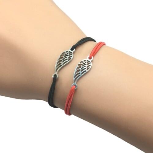 2pcs Wish Bracelet Stainless Steel Eagle Feather Charm Heart Pendant Adjustable Cord Bracelet For Men Women