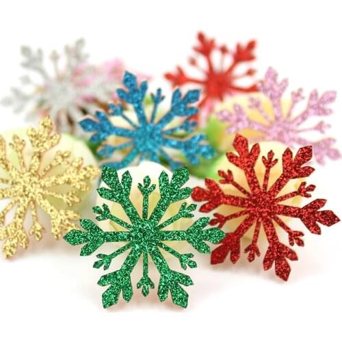42Pcs 3.5cm Christmas Snowflake Felt Padded Appliques for Babys Headwear Hair Clip Crafts Decoration Accessories Wholesale
