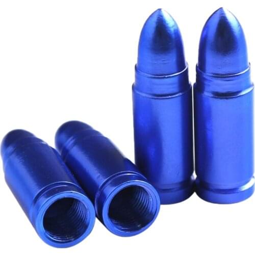 4X Blue Aluminum Auto Car Truck Air Port Tire Valve Wheel Stem Dust Caps