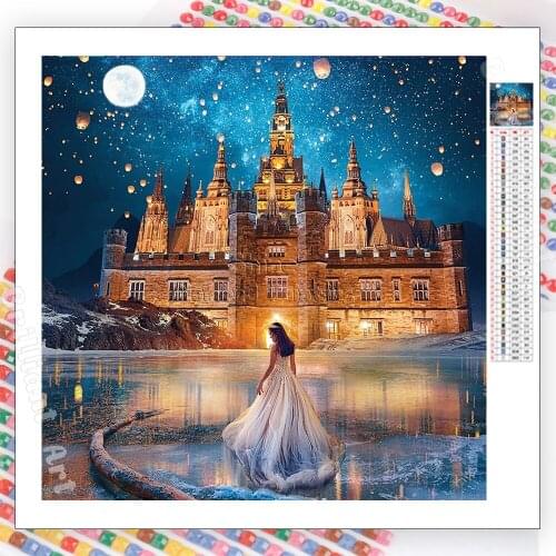 Diamond Painting Disney Princess and Castle Art Cartoon Fantasy Scenery 5D DIY Embroidery Mosaic Full Square Handmade Home Decor