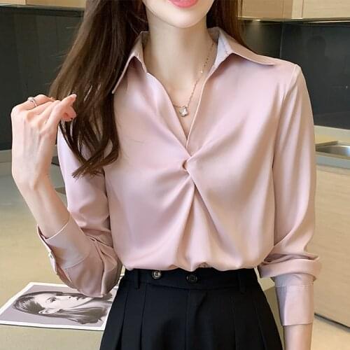 Blusas Mujer De Moda 2021 Long Sleeve Blouse Women Turn Down Collar Office Blouse Ladies Tops Chiffon Shirt Clothes Blusa Femme
