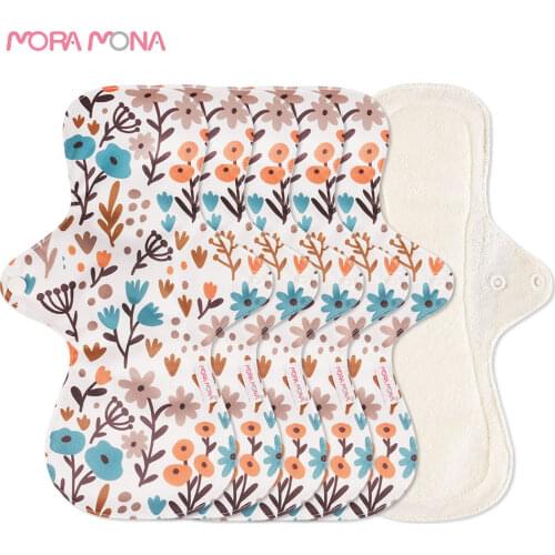 Mora Mona 5Pcs/Set Large Reusable Sanitary Pad Washable Hygiene Napkin Panty Liner Female Health Bamboo Fiber Menstrual Pads