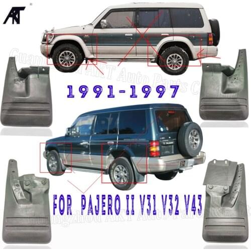 Black Front &Rear Mud Fender Flaps Splash Guard Mudflaps For Mitsubishi Pajero Shogun MK2 1991-1997 Mud Flap Without wheel brow