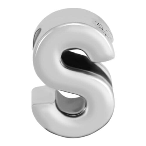 CKK 925 Sterling Silver Letter S Charm Beads Original Fashion Jewelry Making Fits For Bracelets & Bangle