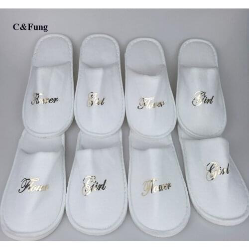 C&Fung Personalised title names bridal slipper kids size flower girl slippers hen party spa day Bachelorette party favors gifts
