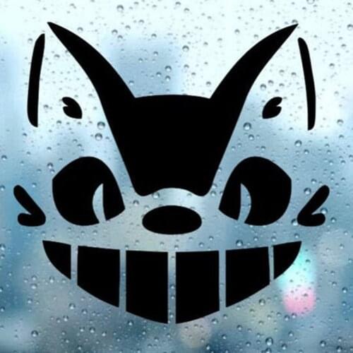 Black/Sliver Cat Bus Face Ghibli Car Sticker Waterproof Rear Windshield Decal Laptop Decor S1281
