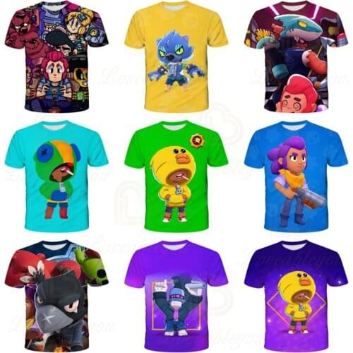 Mecha Crow Shooter Kids T-shirt Leon Shooting Game Spike 3D Shirts Tops Boys Girls Browlers Cartoon Star Tops Teen Clothes
