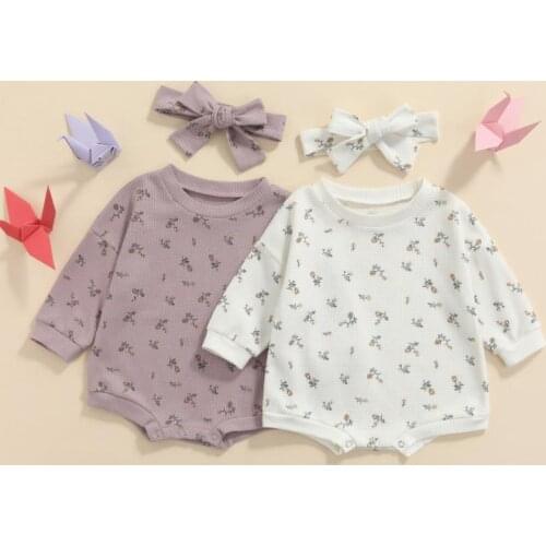 Baby Romper Boys Girls Baby Clothes Woolen Knitted Baby Rompers Jumpsuit Flower Print Classic Round Neck Spring Fall Clothing