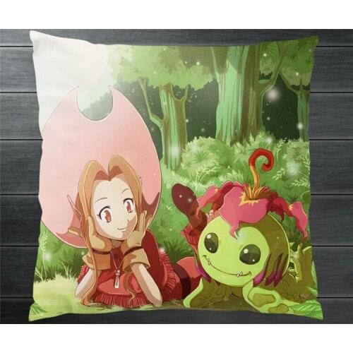 Digimon Adventure TACHIKAWA MIMI Palmon Two Side 40x40cm Pillowcase Pillow Case Cover Cosplay Manga Gift BED/SOFA/CAR Decor P12