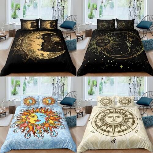 Home Textiles Luxury 3D Sun Moon Duvet Cover Set and Pillowcase Kids Bedding Set AU/EU/UK/US Queen and King Size Bedding
