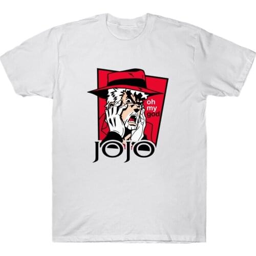 Jojo Bizarre Adventure Anime Printed T Shirt Funny Jonathan Joestar Oh My God Letters Graphic Tops Short Sleev Cotton Camisetas