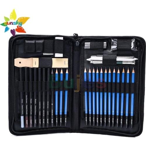 H&B Sketch pencil Multiple grayscale 40PCS Graphite Charcoal crayon Sketch tool bag pencil sharpener professional art supplies