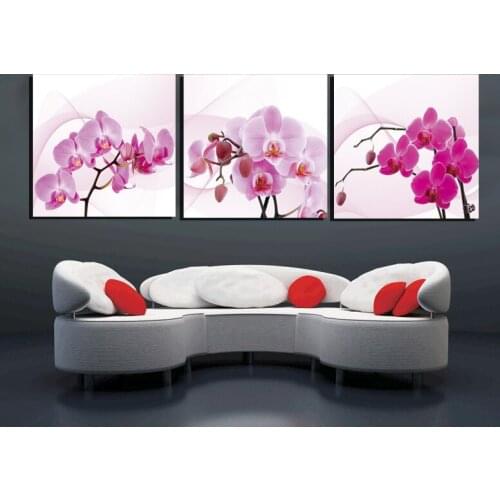 3 Pieces Wall Painting On Canvas Home Decorative Art Pictures Pink Fresh Flower Spray Oil Painting for Girls Bedroom Decors