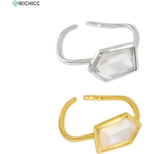 KIKICHICC 925 Sterling Silver 2021 Resizable Ring Geometric irregular Wedding Gift Luxury One Zircon Jewelry For Women Round