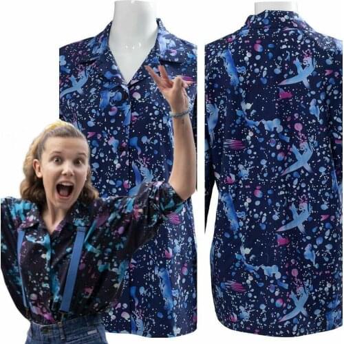 Stranger Things Season3 Cosplay Eleven Costume Print Outfit Long Sleeve Shirt Adult Girls Halloween Carnival Party Costume Women