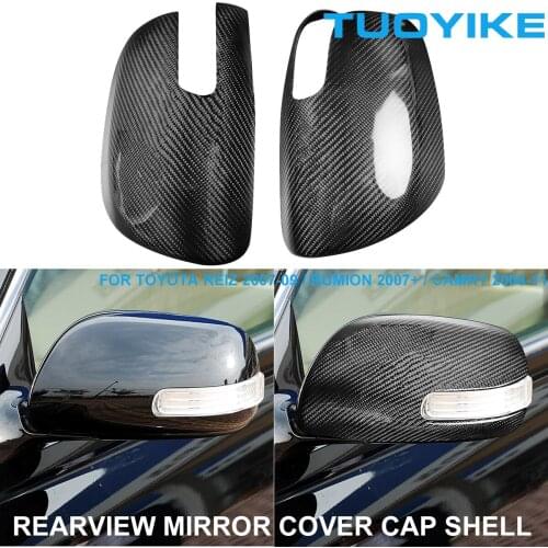 LHD RHD Car Real Dry Carbon Fiber Rearview Mirror Cover Cap Shell Sticker Trim For Toyota Reiz 2007-09 Rumion 2007 Camry 2006-11