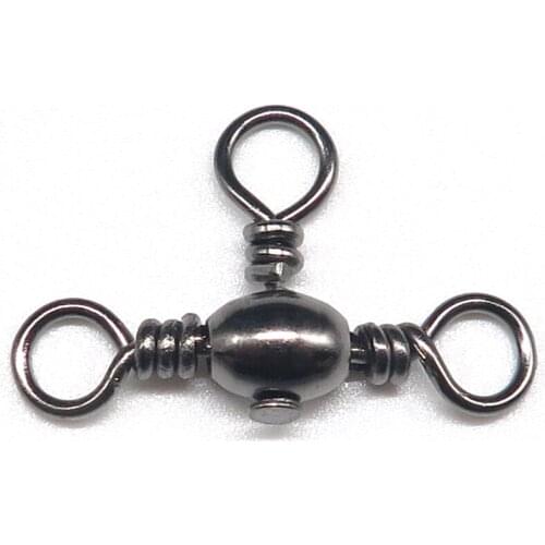 Minfishing 50 PCS/Lot Stainless Steel 3 Ways Rolling Barrel Swivels with Rings Fishing Hook Accessories