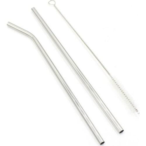 Reusable Drinking Straws Set Reusable Metal High Quality Metal Colorful Straw With Cleaner Brush Eco Friendly Bar Accessory
