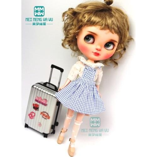 Fashion plaid strap dress blue, red, brown for 28-30cm Blyth Azone 1/6 doll accessories