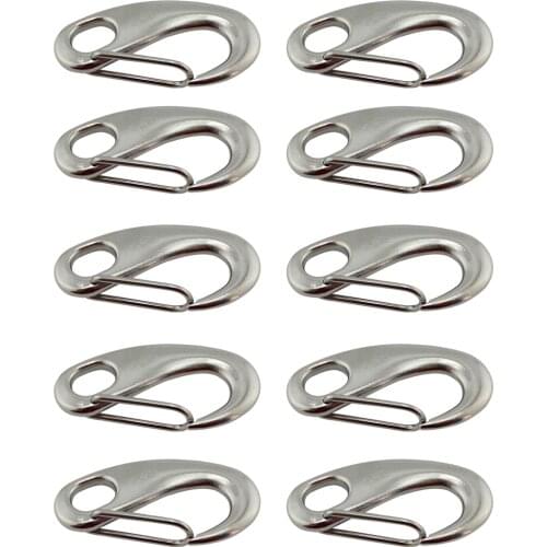 Marine Stainless Egg Shape Spring Snap Hook clip Quick Carabiner Buckle Oval eye shackle Lobster Claw 10pcs 40mm 50mm 70mm 100mm