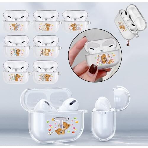 Protective Case for AirPods Pro Soft Silicone Earphone Case Transparent Letter Pattern Bluetooth Wireless Earphone Cover Shell