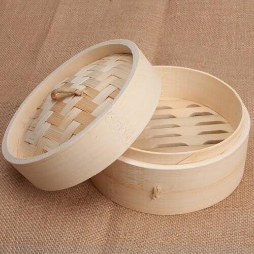 Natural Bamboo Steamer for Rice Meat Dumpling Cooking Best Selling 2020 Kitchen Cooker 15/18/21 Cm with Lid Steamer Pot Basket