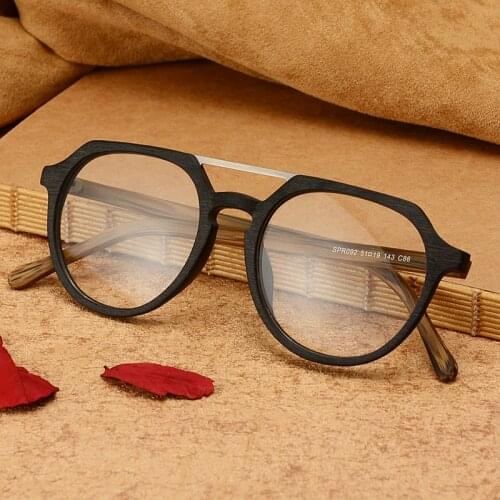 HDCRAFTER Wood Oversized Eyeglass Mens frame glasses Women Hyperopia Myopia Prescription Progressive Eyeglasses Frame